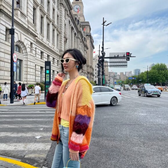 Free people Bohemian mohair sweater - long multicolor sunset cardigan - Picture 8 of 12